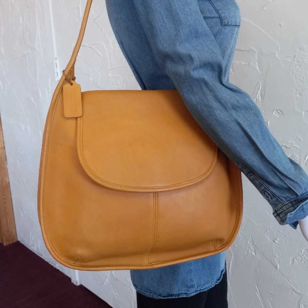 Coach ORIGINALS Large Ergo Flap Bag In Mustard #9029 - Picture 1 of 15